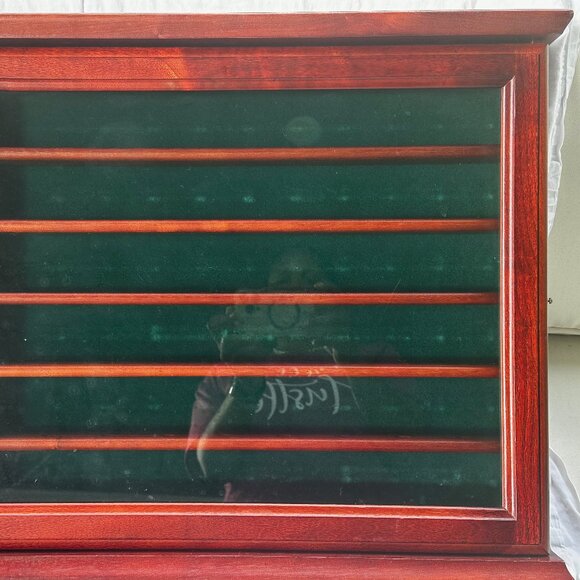 Golf Ball Cabinet Cherry Wood Hinged Glass Door - 54 Green